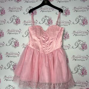 Sugar Thrillz Certain Flair Tutu Dress pink new with tags corset tie up lace